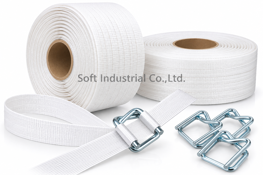 สายรัดคอมโพสิต Composite Strapping พร้อม Wire Buckle สำหรับรัดพาเลทและสินค้าอุตสาหกรรม