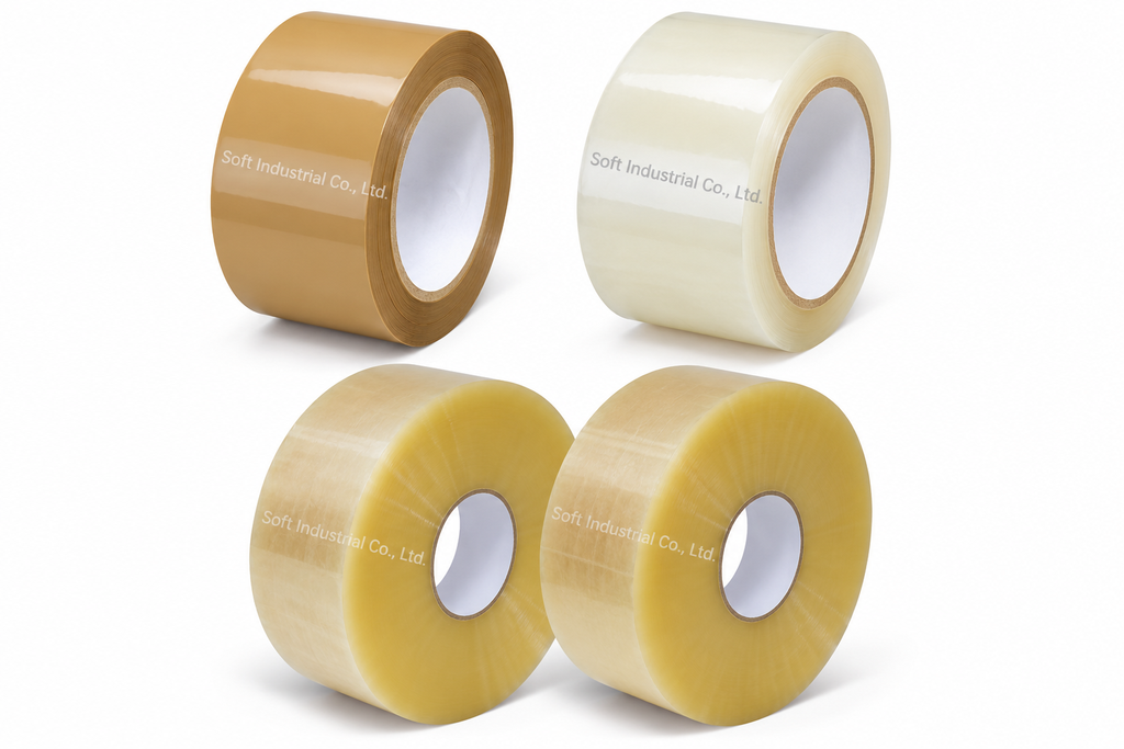 เทป OPP สีใสและสีน้ำตาลสำหรับปิดกล่องและบรรจุภัณฑ์ Soft Industrial