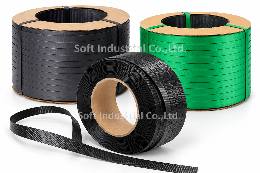 สายรัด PP Polypropylene Strapping สำหรับงานแพ็กสินค้า รัดกล่อง และรัดพาเลท