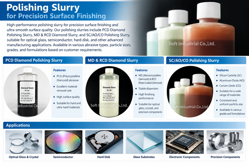 Polishing Slurry น้ำยาขัดผิวละเอียด PCD Diamond MD RCD SC AO CO สำหรับงานอุตสาหกรรม