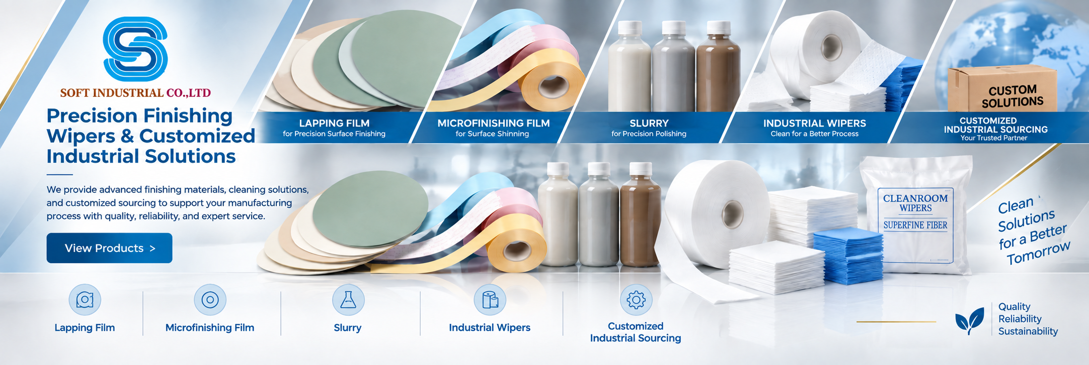 Soft Industrial Thailand – Lapping Film, Microfinishing Film, Slurry and Industrial Wipers